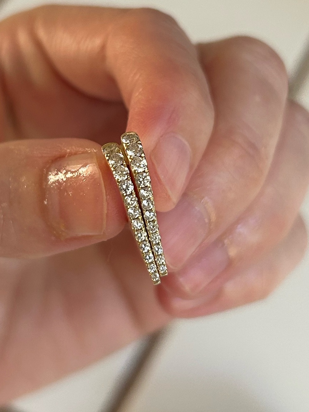 14k solid gold Diamond dagger spike drop Huggie hoop earrings
